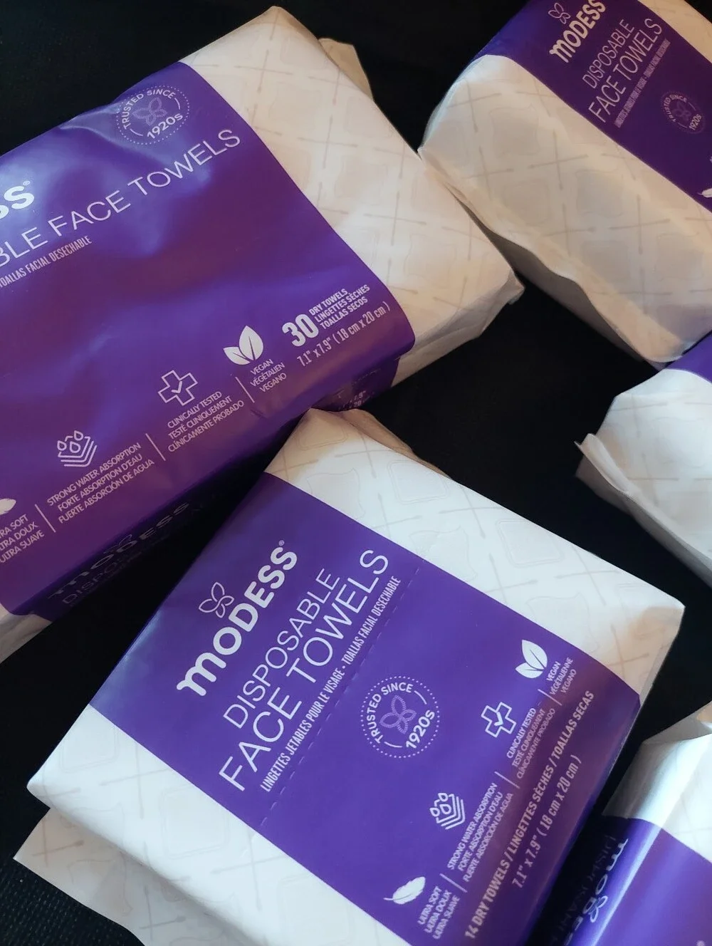 5 Pack Modess Dispsable FACE Towels Wet/Dry 4 TRAVEL Size Total 96